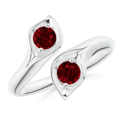 Angara Calla Lily Two Stone Ruby Ring In Metallic