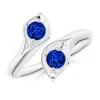 Angara Calla Lily Two Stone Sapphire Ring In Platinum/deep Rich Blue