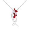 Angara Cascading Multi-shape Ruby & Diamond Sumi Stroke Slider Pendant In White Gold/medium Red