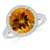 Angara Cathedral Gia Certified Citrine Halo Ring With Milgrain In White Gold/deep Golden