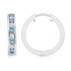 Angara Channel-set Aquamarine And Diamond Hinged Hoop Earrings In White Gold/swiss Blue