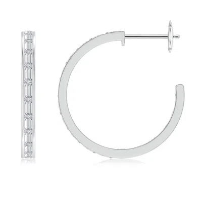 Angara Channel-set Baguette Diamond Inside-out Medium Hoop Earrings In Metallic
