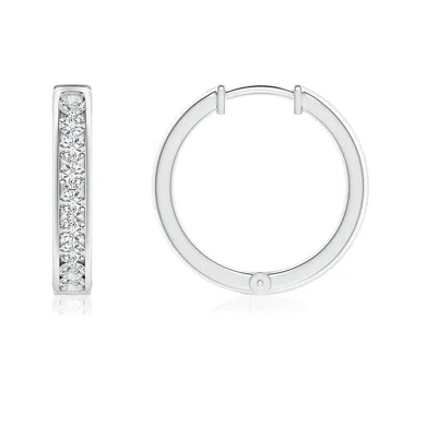 Angara Channel-set Diamond Hinged Hoop Earrings In Metallic