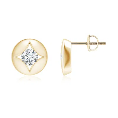 Angara Channel-set Diamond Solitaire Round Stud Earrings In Gold