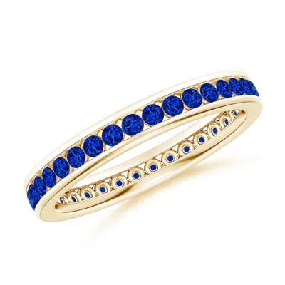 Angara Channel Set Eternity Sapphire Wedding Ring In Blue