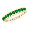 Angara Channel Set Half Eternity Emerald Wedding Ring In Yellow Gold/rich Green