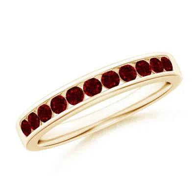 Angara Channel Set Half Eternity Ruby Wedding Ring In Red
