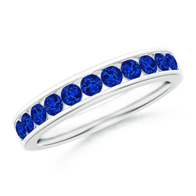 Angara Channel Set Half Eternity Sapphire Wedding Ring In Blue