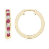 Angara Channel-set Pink Sapphire And Diamond Hinged Hoop Earrings In Yellow Gold/rich Pink