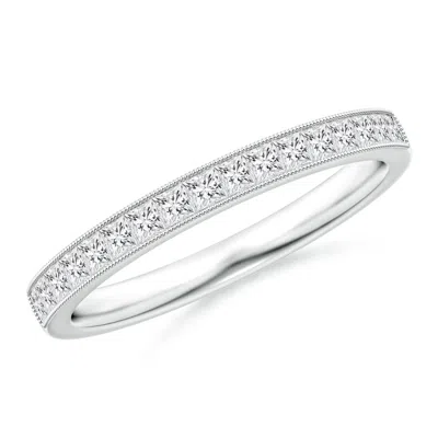 Angara Channel-set Princess-cut Diamond Wedding Ring With Milgrain In Metallic