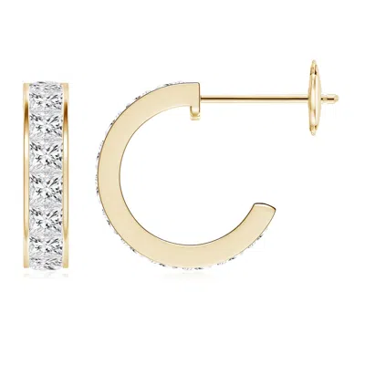 Angara Channel-set Princess Diamond Huggie Hoop Earrings In Gold