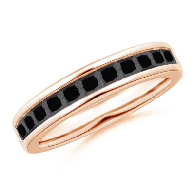 Angara Channel Set Princess Enhanced Black Diamond Half Eternity Ring In Gold