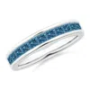 Angara Channel Set Princess Enhanced Blue Diamond Half Eternity Ring In Platinum/teal Blue