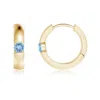 Angara Channel-set Round Aquamarine Hinged Hoop Earrings In Yellow Gold/swiss Blue