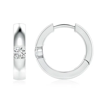 Angara Channel-set Round Diamond Hinged Hoop Earrings In Metallic