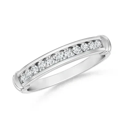 Angara Channel Set Round Diamond Semi Eternity Love Wedding Ring In White