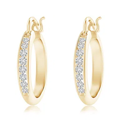 Angara Channel-set Round Diamond Tapered Hoop Earrings In Gold