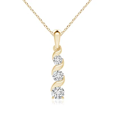 Angara Channel-set Round Diamond Three Stone Journey Pendant In Gold