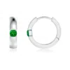 Angara Channel-set Round Emerald Hinged Hoop Earrings In White Gold/rich Green