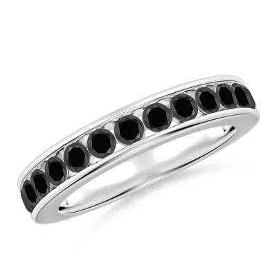 Angara Channel Set Round Enhanced Black Diamond Half Eternity Band