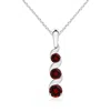 Angara Channel-set Round Garnet Three Stone Journey Pendant In White Gold/rich Red