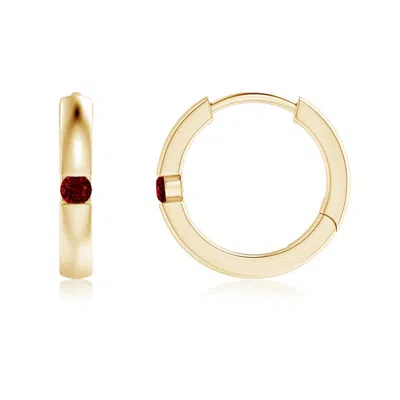 Angara Channel-set Round Ruby Hinged Hoop Earrings In Gold