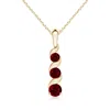 Angara Channel-set Round Ruby Three Stone Journey Pendant In Yellow Gold/deep Rich Red