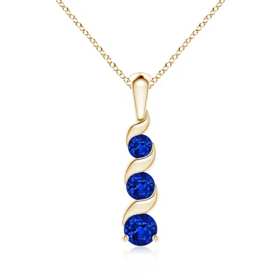 Angara Channel-set Round Sapphire Three Stone Journey Pendant In Gold