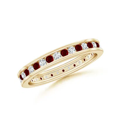 Angara Channel Set Ruby And Diamond Eternity Wedding Ring In Red