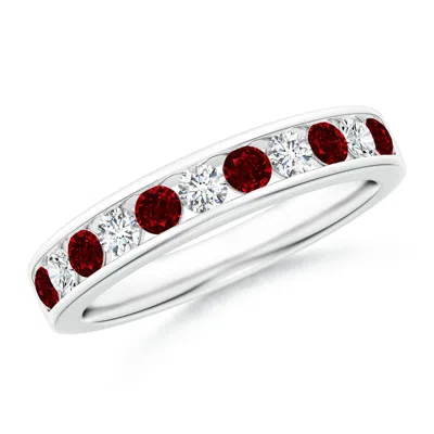 Angara Channel Set Ruby And Diamond Semi Eternity Ring In Red