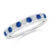 Angara Channel Set Sapphire And Diamond Semi Eternity Ring In White Gold/medium To Rich Blue