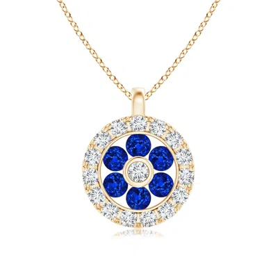 Angara Channel-set Sapphire Flower Pendant With Diamond Halo In Gold