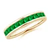 Angara Channel Set Square Emerald Half Eternity Ring In Yellow Gold/rich Medium Green