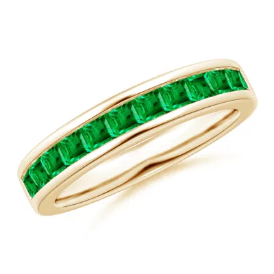 Angara Channel Set Square Emerald Half Eternity Ring In Green