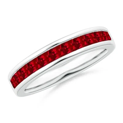 Angara Channel Set Square Ruby Half Eternity Ring In Red