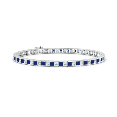 Angara Channel-set Square Sapphire And Diamond Tennis Bracelet In Blue