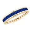 Angara Channel Set Square Sapphire Half Eternity Ring In Yellow Gold/deep Rich Blue