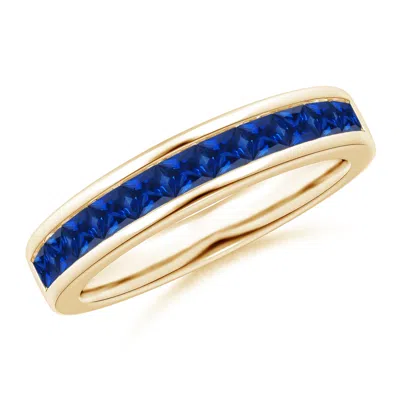 Angara Channel Set Square Sapphire Half Eternity Ring In Blue