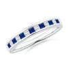 Angara Channel Square Sapphire And Diamond Half Eternity Ring In White Gold/deep Rich Blue