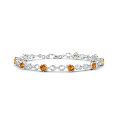 Angara Citrine And Diamond Infinity Link Bracelet In Metallic