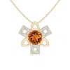 Angara Citrine And Diamond Multi-shape Scorpio Pendant In Yellow Gold/deep Golden