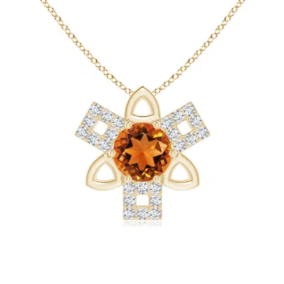 Angara Citrine And Diamond Multi-shape Scorpio Pendant In Orange
