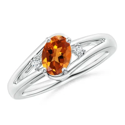 Angara Citrine And Diamond Split Shank Ring In Metallic