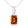 Angara Citrine Pendant With Diamond Entwined Bale In White Gold/deep Golden