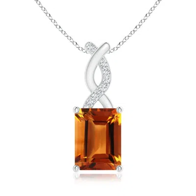 Angara Citrine Pendant With Diamond Entwined Bale In Metallic