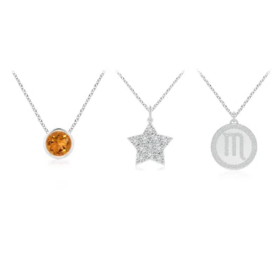 Angara Citrine Scorpio Zodiac Star Medallion Layered Necklace In Metallic