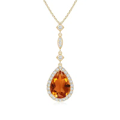 Angara Citrine Teardrop Pendant With Diamond Accents In Brown