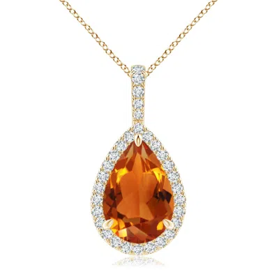 Angara Citrine Teardrop Pendant With Diamond Halo In Brown