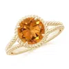 Angara Citrine Twist Rope Split Shank Ring In Yellow Gold/golden