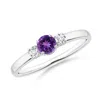 Angara Classic Amethyst And Diamond Three Stone Engagement Ring In White Gold/dark Purple